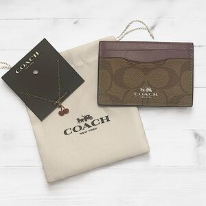 🍒COACH Bundle! NWT Cherry Slider Bracelet & Like New Signature Card Holder